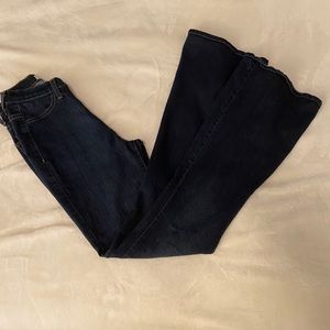 Dark wash flared bottom jeans